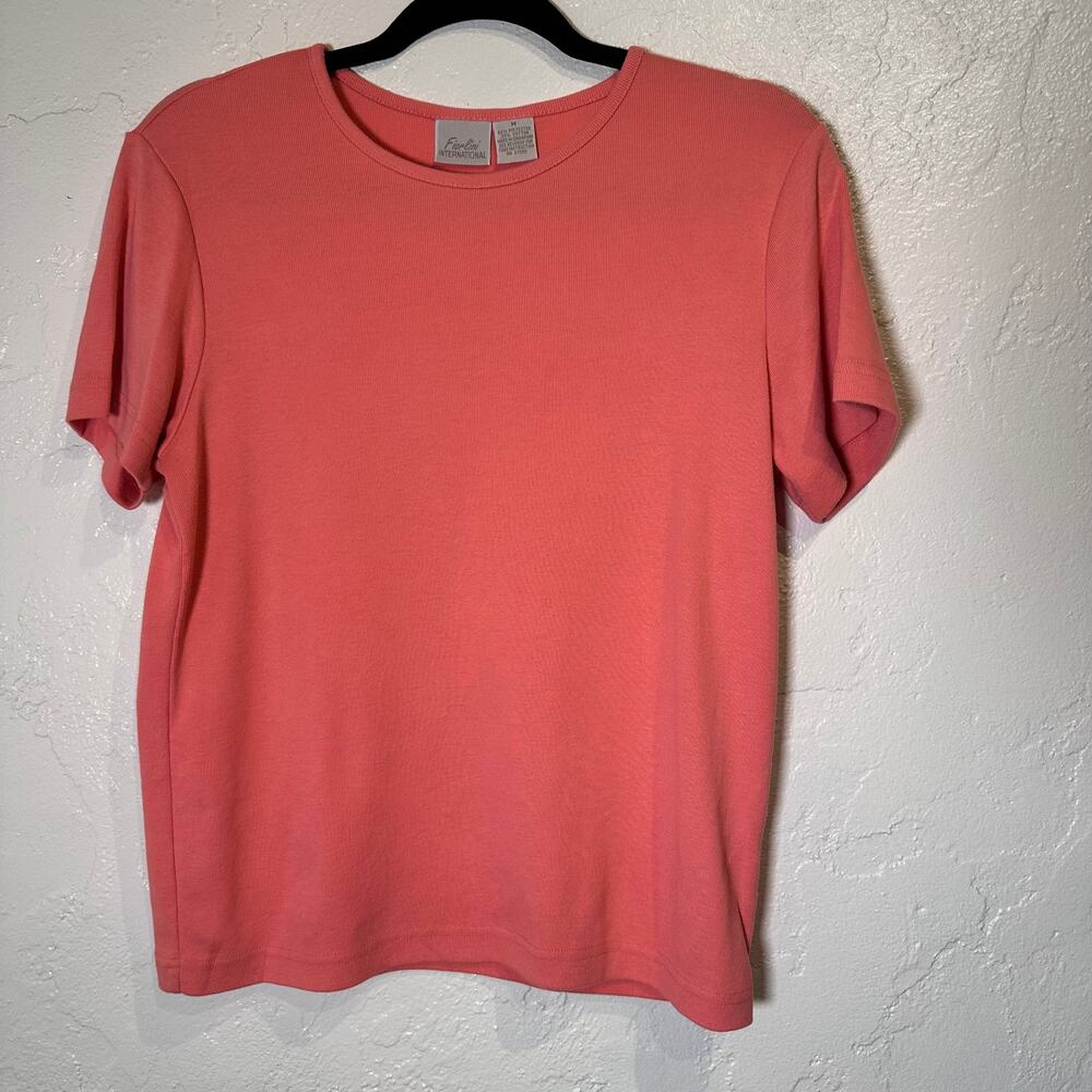 Vintage Y2K Fiorlini International Size Medium Coral T-Shirt Knit Casual Coastal